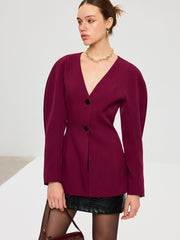 Puff Sleeve V-Neck Blazer