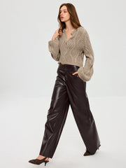 Wool Blend Cable Knit Cardigan