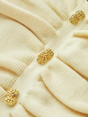 Color-Block Ruched Button Front Knit Top