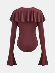 Ruffled V-Neck Bell-Sleeve Bodysuit