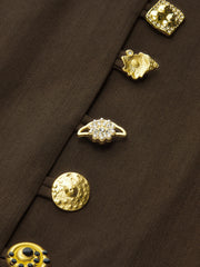 Metal Side Button Long Sleeve Midi Dress