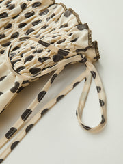 Polka Dot Smocked Waist Midi Skirt