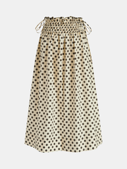 Polka Dot Smocked Waist Midi Skirt