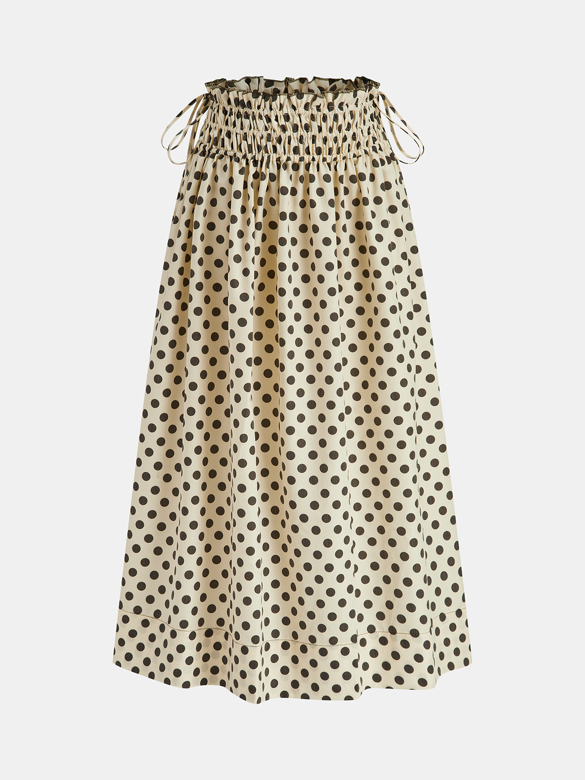Polka Dot Smocked Waist Midi Skirt