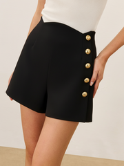 Metal Detail High-Waist Shorts