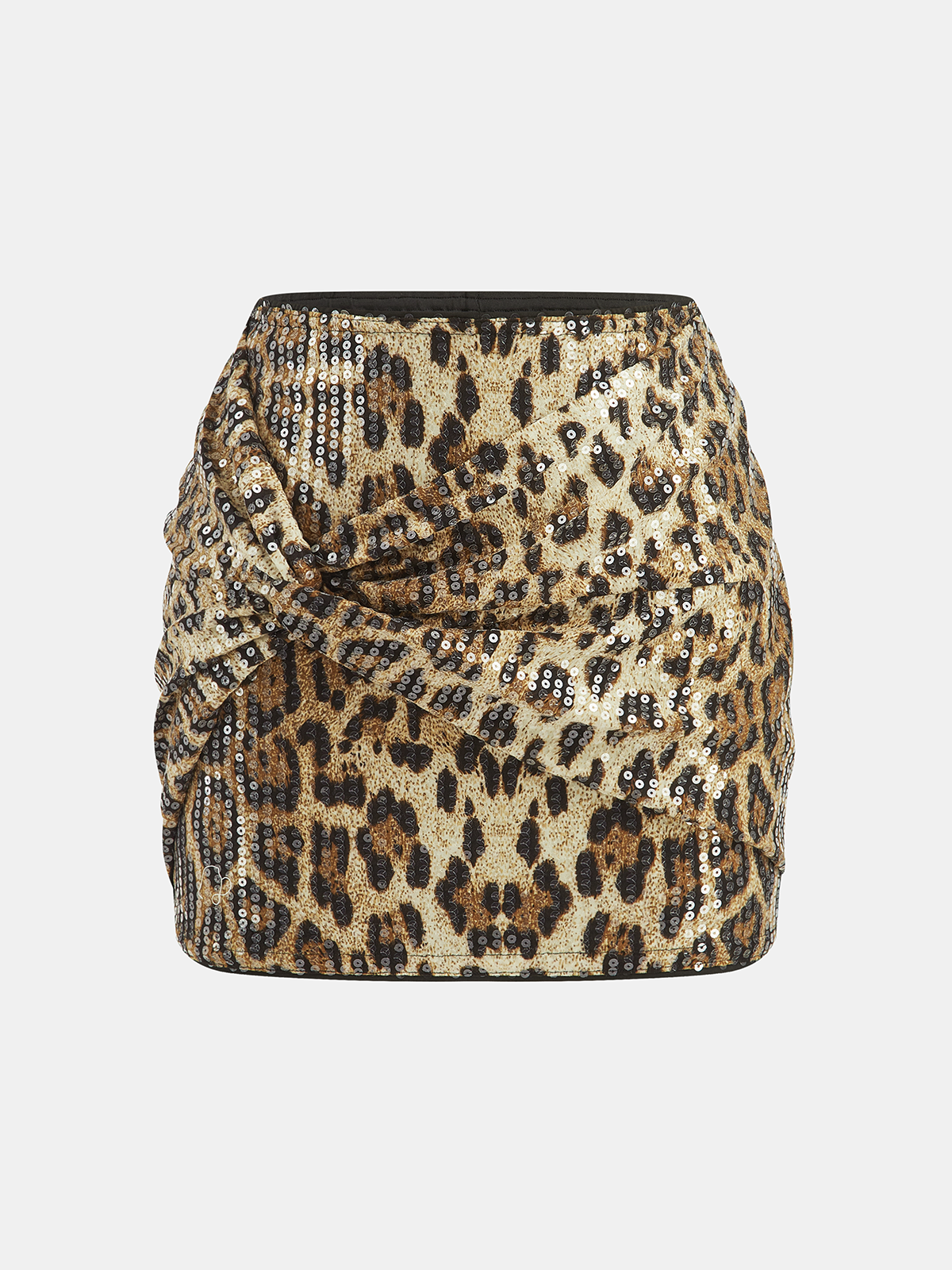 Leopard Print Sequin Mini Skirt