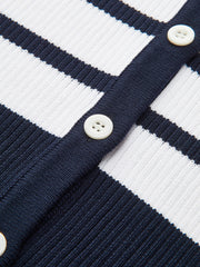 Striped Ribbed Knit Cardigan