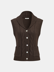 Cable-Knit Wool-Blend Collared Sweater Vest