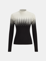 Geometric Pattern High Neck Sweater