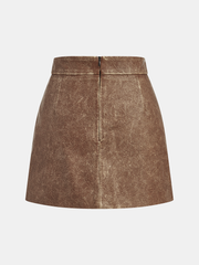 Faux Leather Belted Mini Skirt