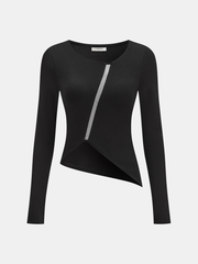 Bra-free Asymmetrical Round Neck Shirt