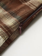 Plaid Asymmetric Pleated Mini Skirt