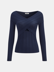 Ribbed Knit Cut-out Wrap Top