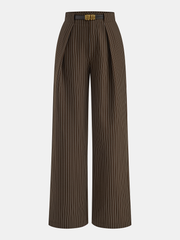 Belted Striped Smart Pants