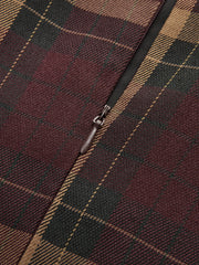 Metal Detail Plaid Sleeveless Pleated Mini Dress