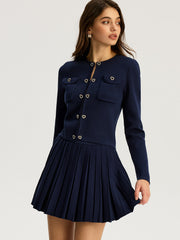 Knit Pleated Mini Skirt