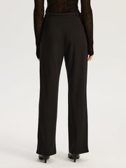 Straight-Leg Pants with Metal Chain Belt