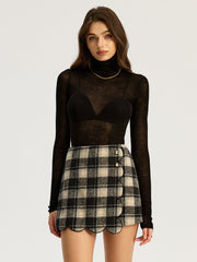 Checkered Scallop Trim Skirt