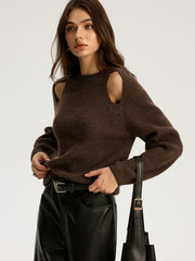 Cut-out Ribbed Knit Sweater