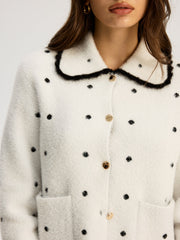Nylon Polka Dot Knit Cardigan