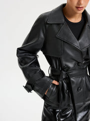 Belted PU Leather Jacket