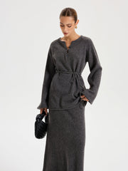 Minimal Tie Front Sweater Co-ords