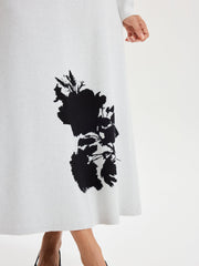 Ink-Wash Painting Pattern Knit Maxi Skirt