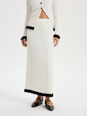 Rib-knit Skirt with Contrasting Ruffles