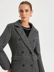 Wool Blend Double Breasted Coat