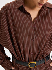 Shirt Collar Pinstripe Long Sleeve Bodysuit