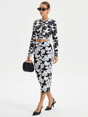 Floral Pattern Crop Cardigan