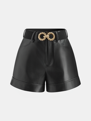 Belted Faux Leather Shorts