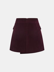 Corduroy Asymmetric Mini Skirt
