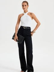 Textured Crisscross Halter Top
