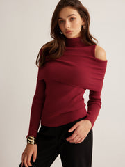 Elegant Turtleneck Cutout Knit Top