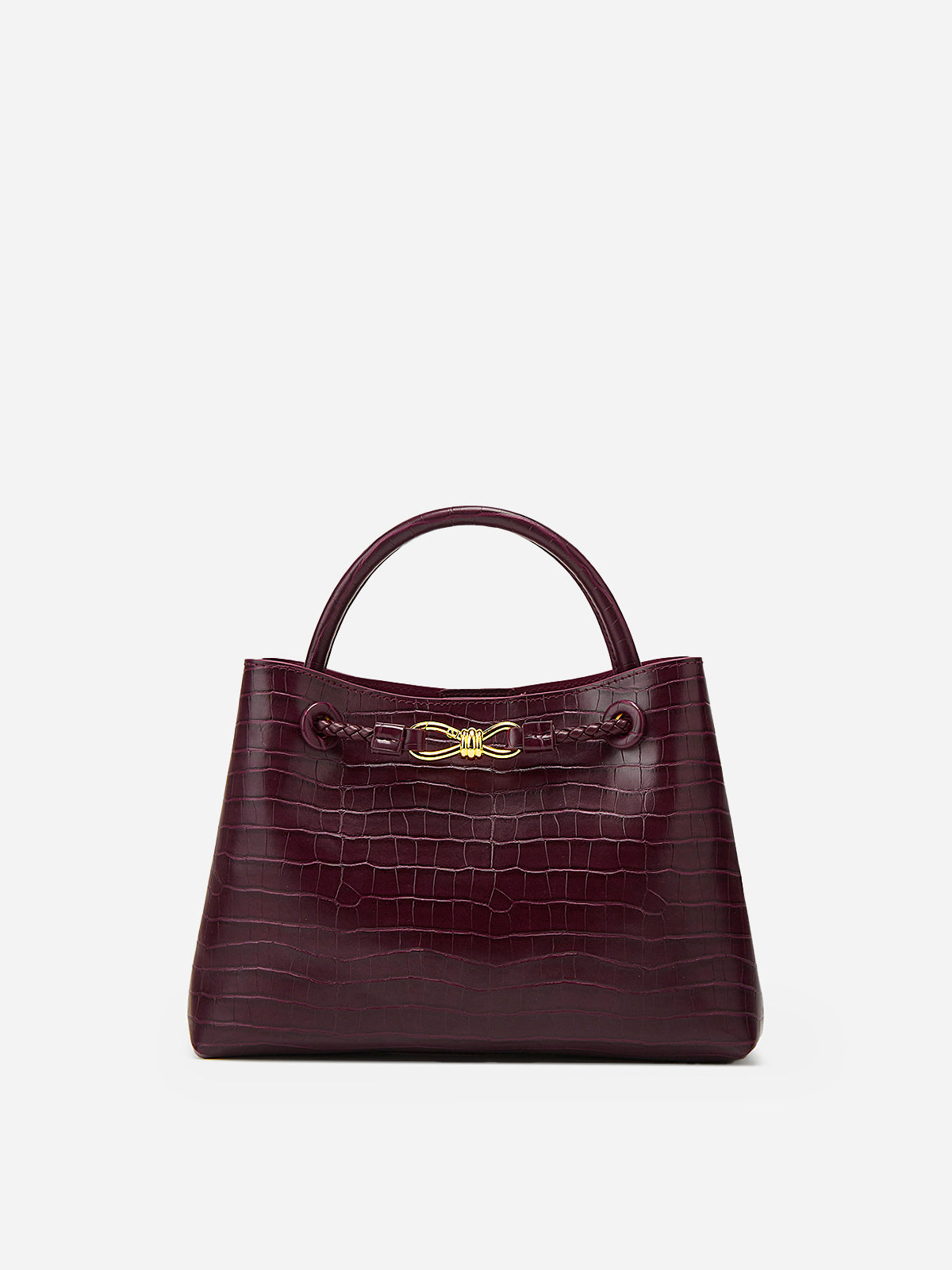 Crocodile-Embossed PU Leather Tote Bag