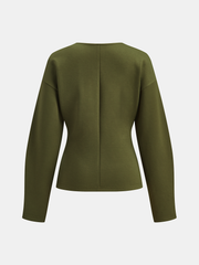 V-neck Longline Fitted Waist Cardigan