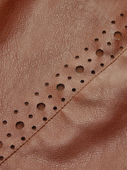 Belted Laser-cut Faux Leather Skirt