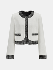 Tweed Contrast Trim Cropped Jacket