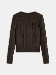 Cable Knit Round Neck Cardigan