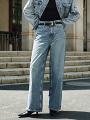 High-Waist Straight-Leg Denim Jeans