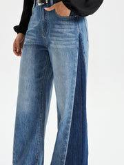Two Tone Wide Leg Barrel Jeans