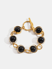 Rotatable Black Bead Toggle-Clasp Bracelet