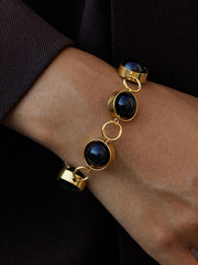 Rotatable Black Bead Toggle-Clasp Bracelet