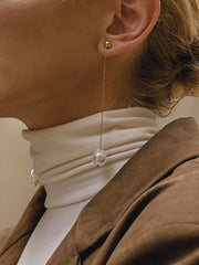Baroque Pearl Golden Chain Drop Earring