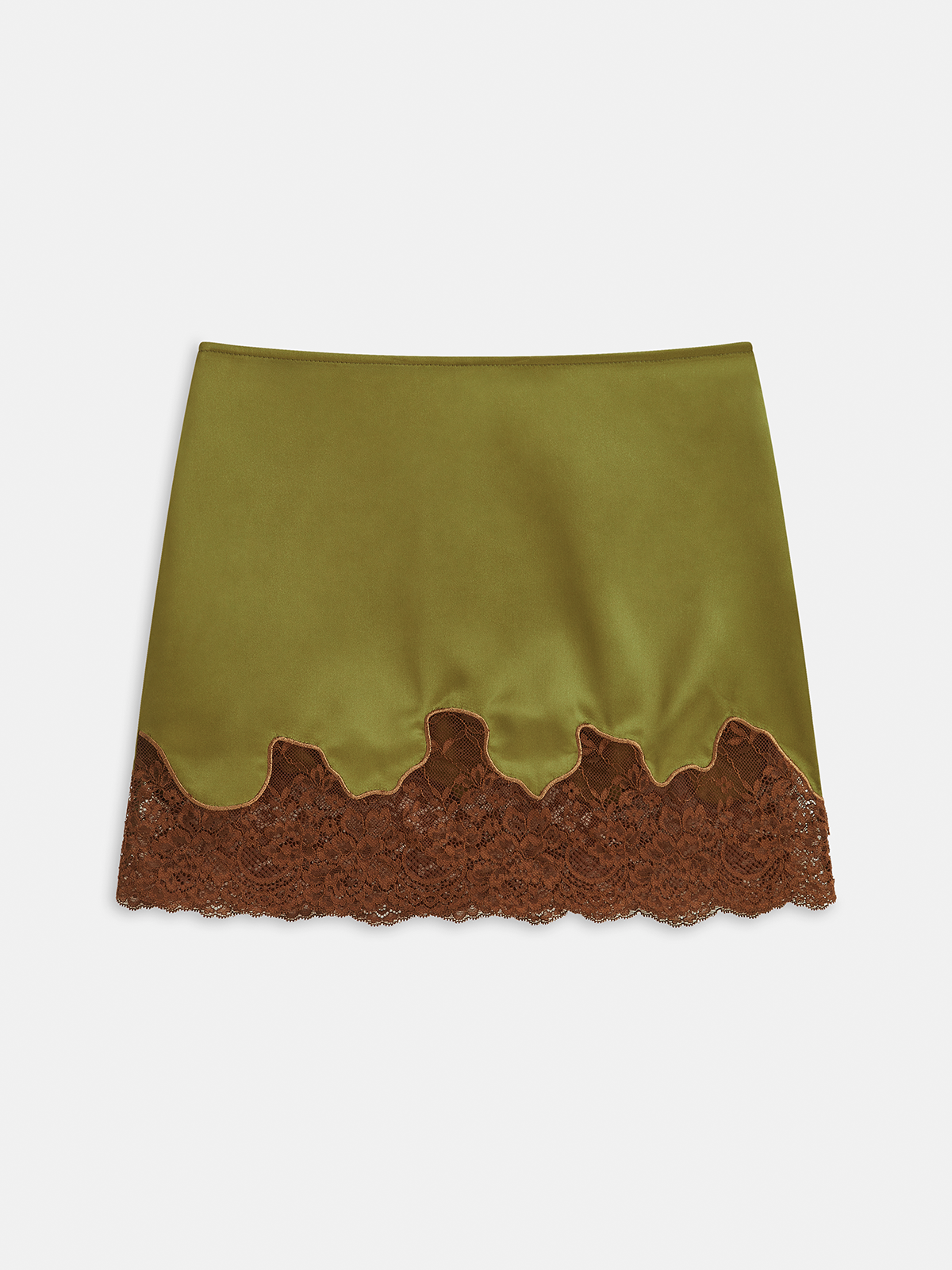 Lace Panel Satin Mini Skirt