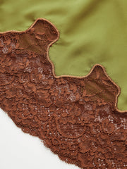 Lace Panel Satin Mini Skirt