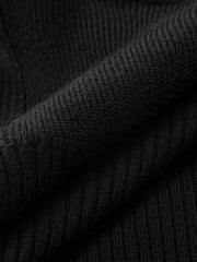 Wool-Blend Mock Neck Ribbed Knit Top