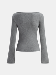 Faux Pearl Decor 3D Floral Fitted Soft Knit Top