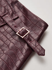 Crocodile Embossed PU Leather Mini Skirt